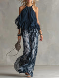 Grace - Navy Halter Neck Set
