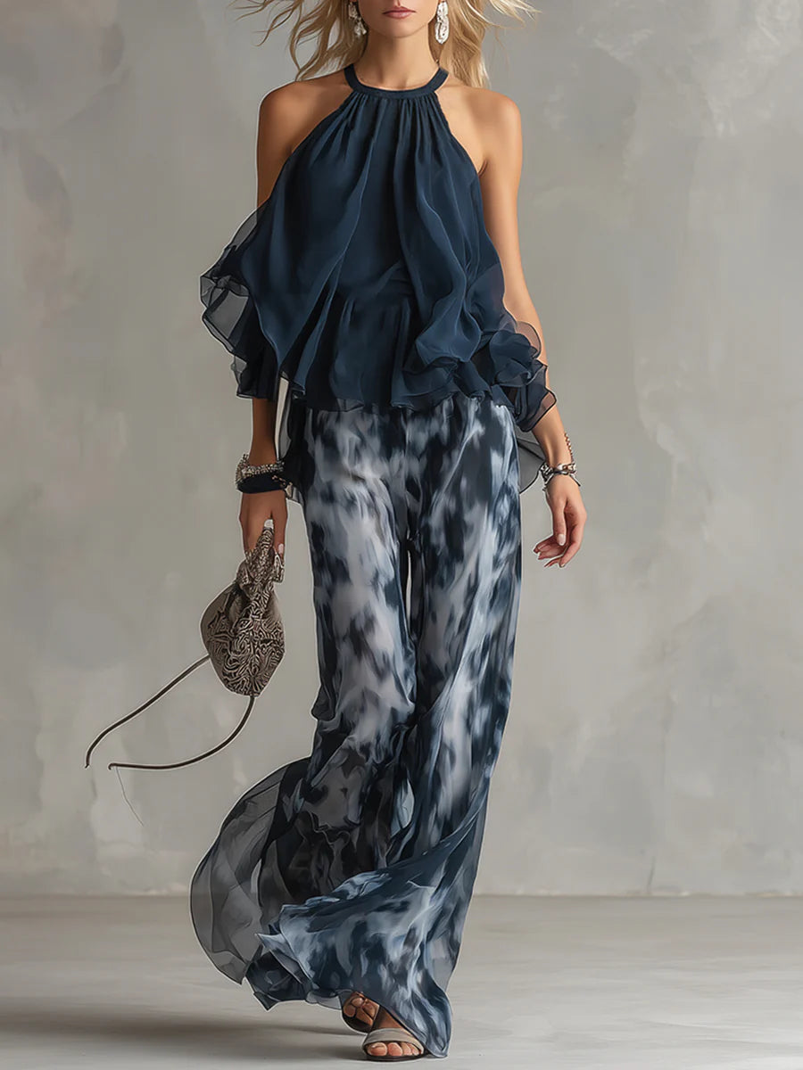 Grace - Navy Halter Neck Set