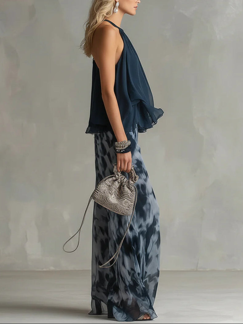 Grace - Navy Halter Neck Set
