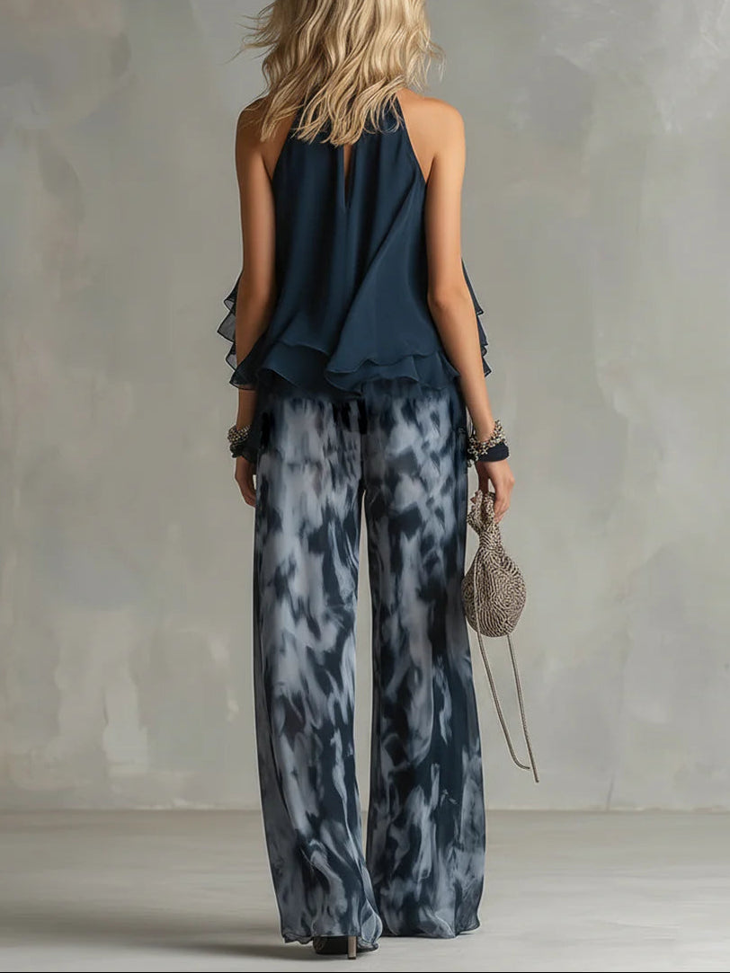 Grace - Navy Halter Neck Set