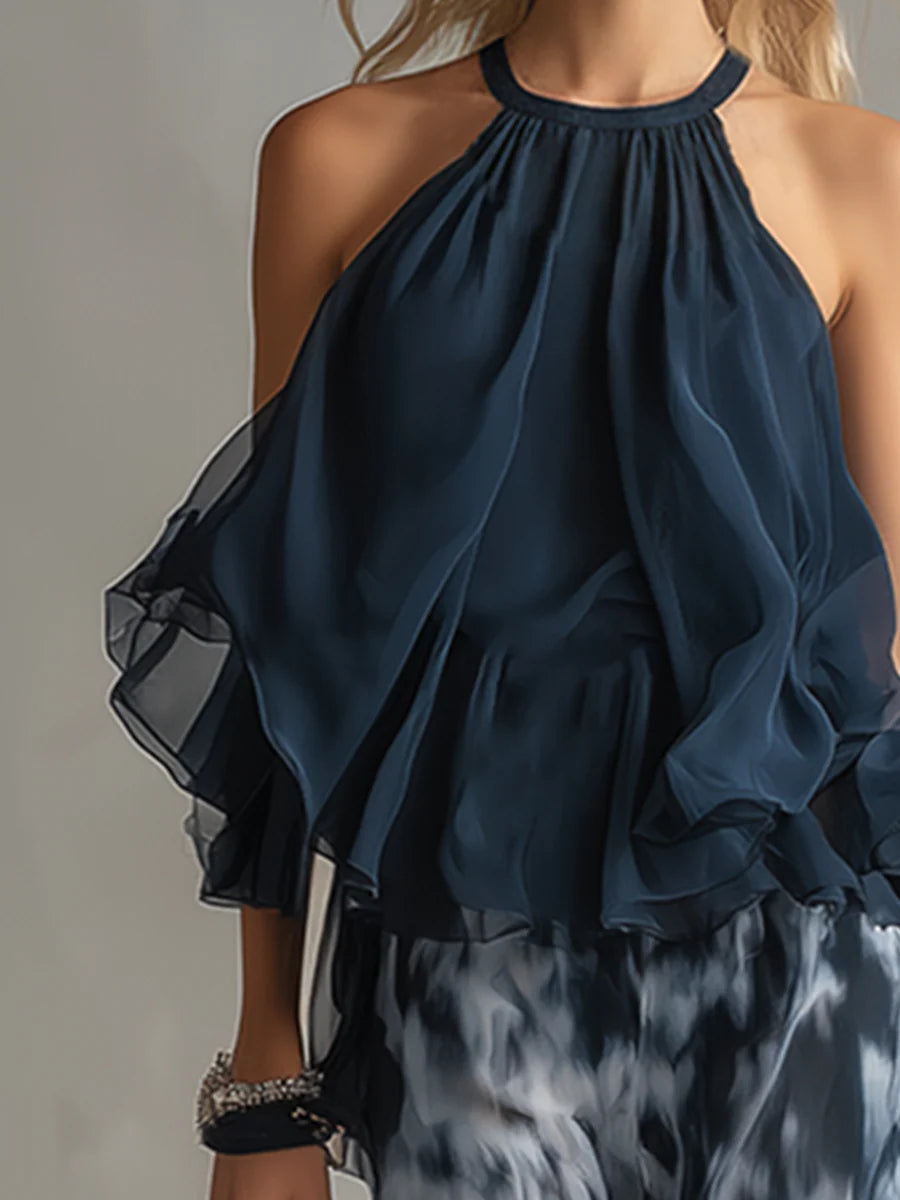 Grace - Navy Halter Neck Set
