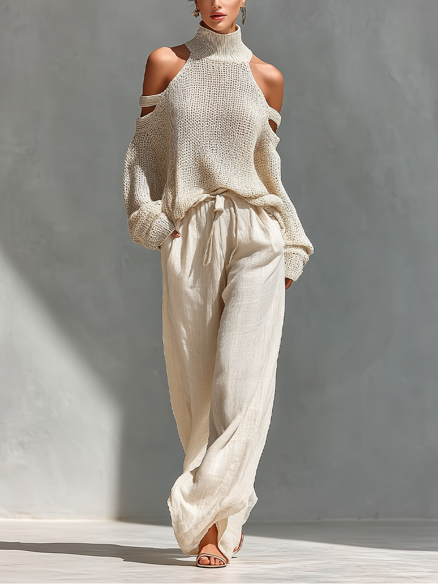 Mia - Beige Knit Set