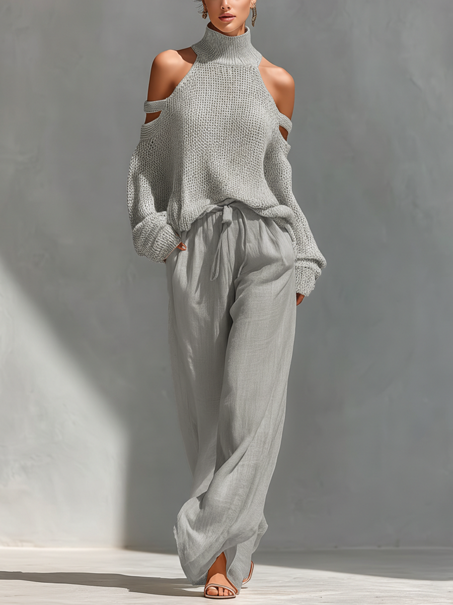 Mia - Beige Knit Set