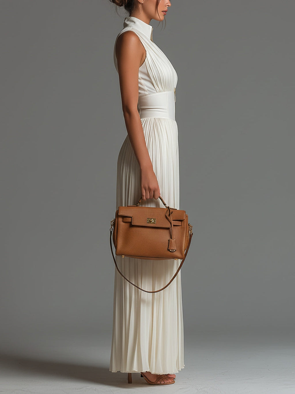 Cherry - White V-neck Sleeveless Jumpsuit