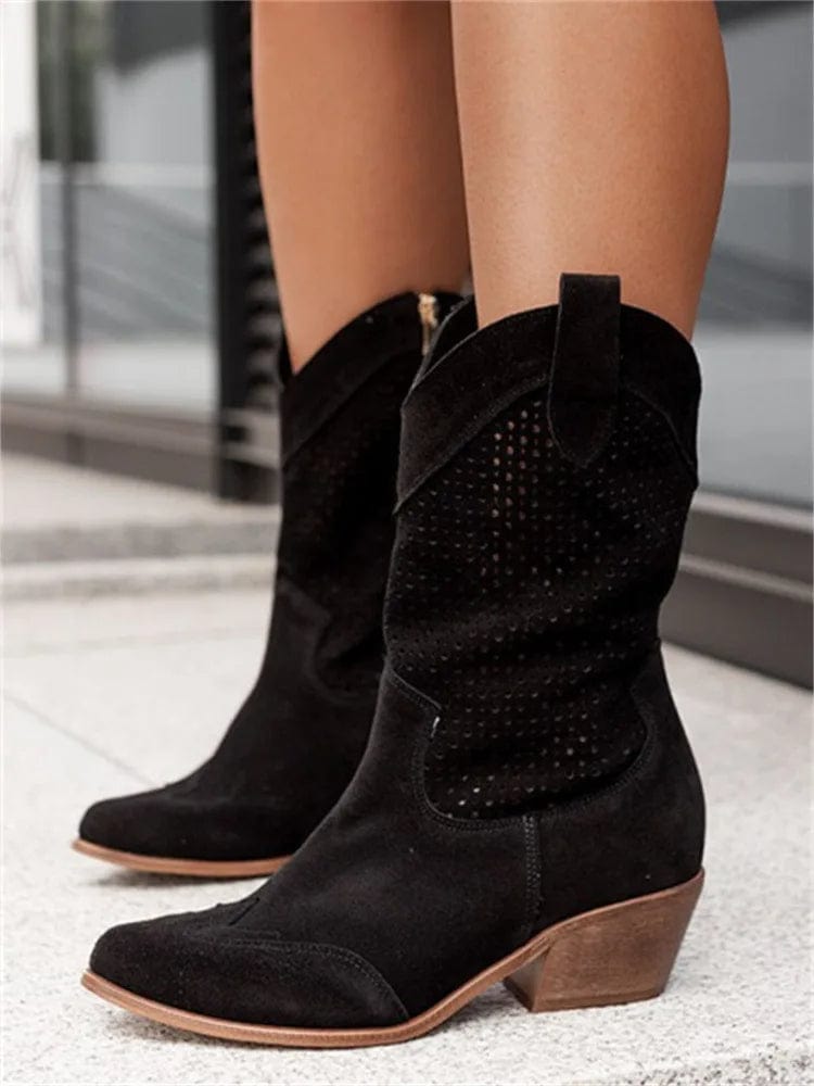 Lynn - Orthopedic western boots with perforated panels