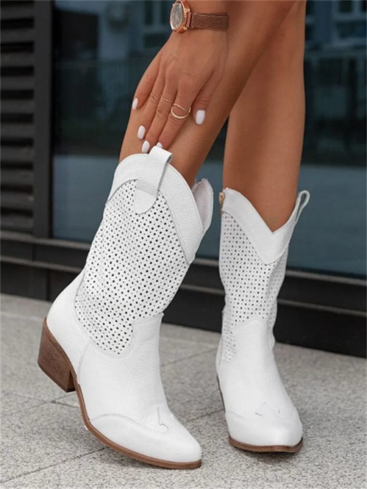 Lynn - Orthopedic western boots with perforated panels