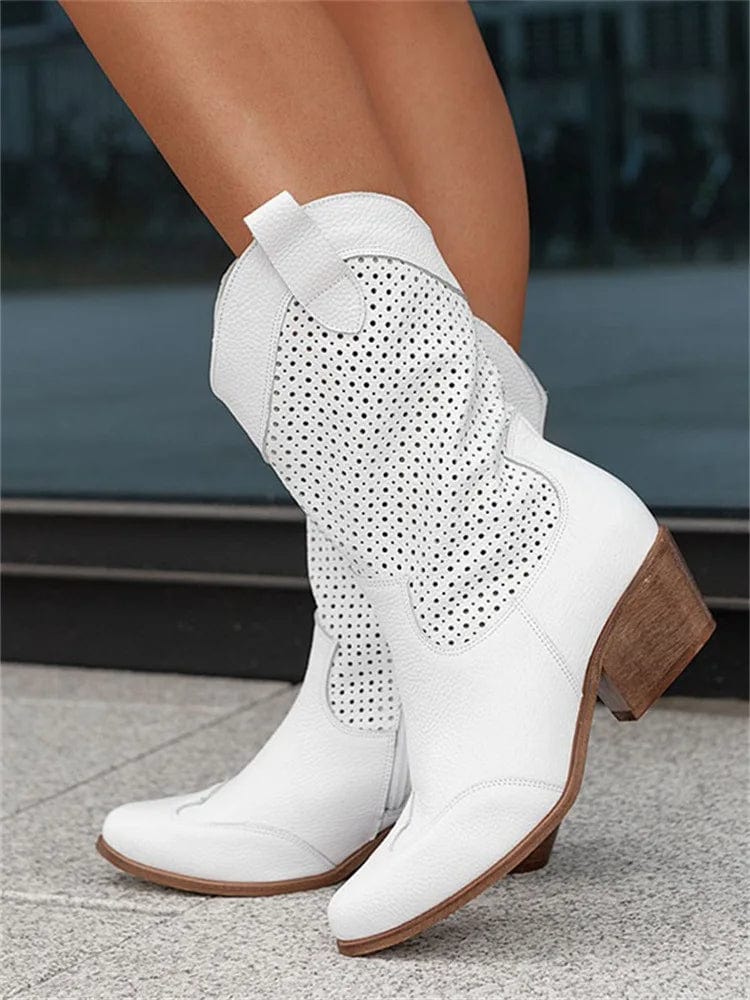 Lynn - Orthopedic western boots with perforated panels