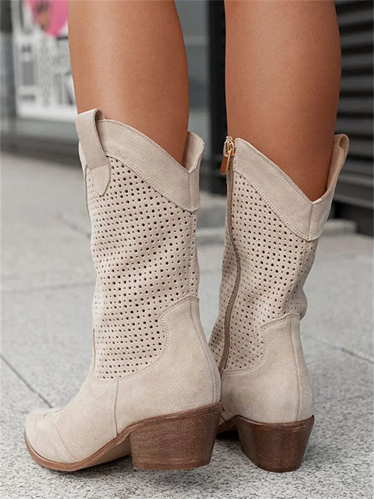 Lynn - Orthopedic western boots with perforated panels