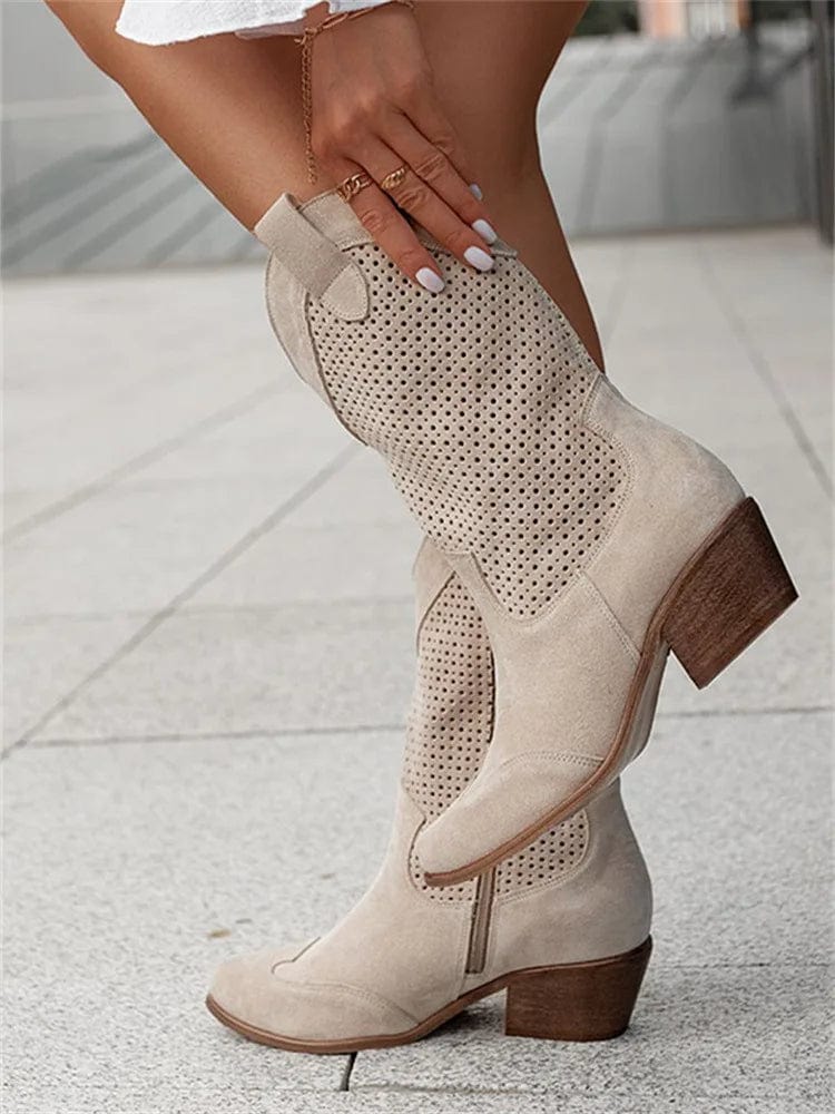 Lynn - Orthopedic western boots with perforated panels