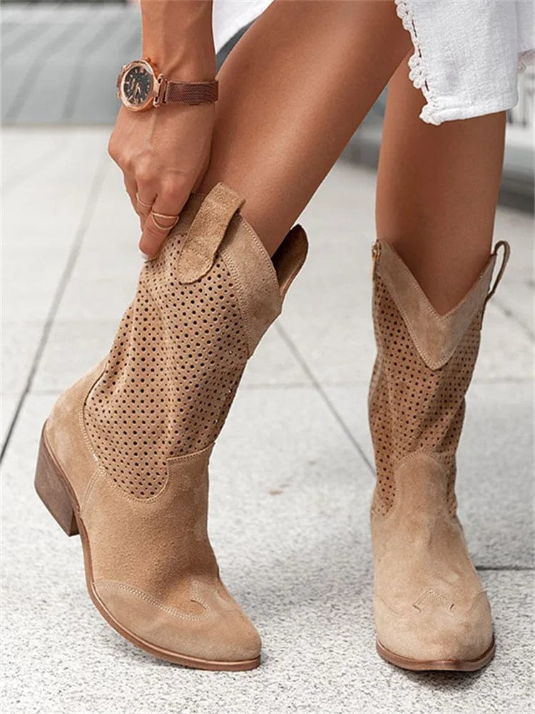 Lynn - Orthopedic western boots with perforated panels