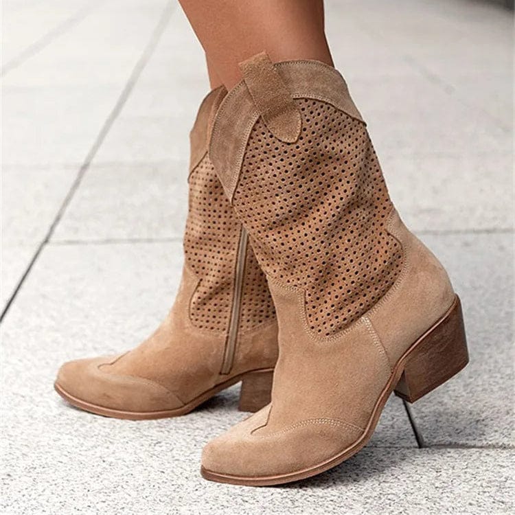 Lynn - Orthopedic western boots with perforated panels