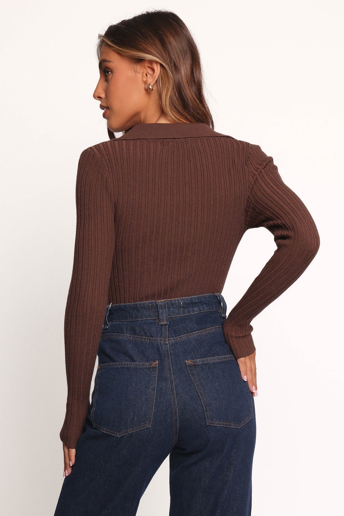 Lilly Long Sleeve Knit Top - Chocolate